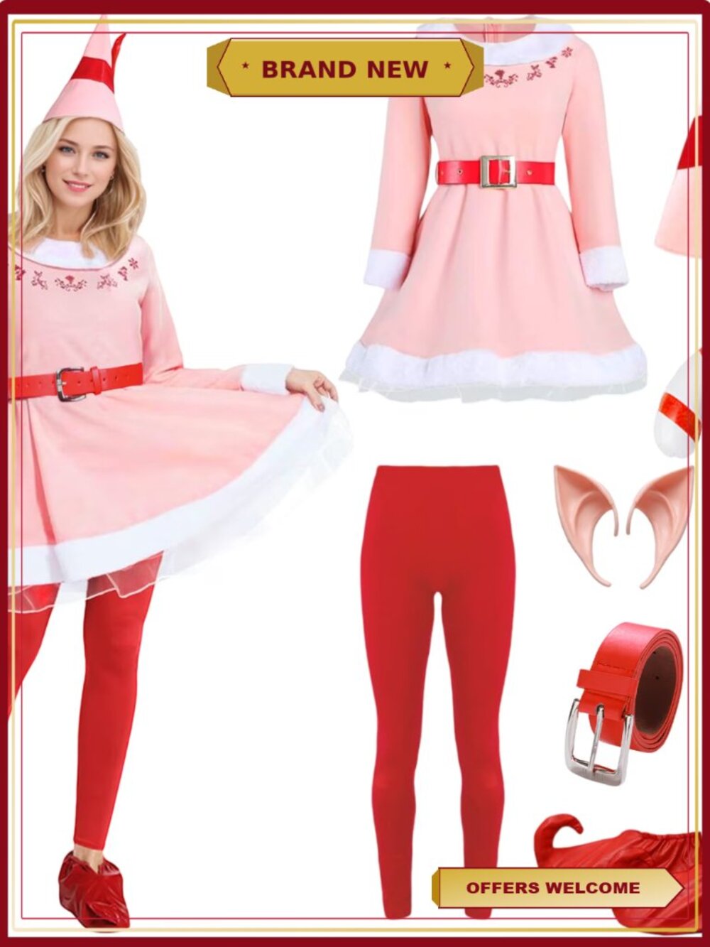Christmas Elf Costume Dress for Women Cosplay Party Outfit
